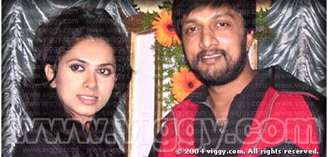 Daisy Bhopanna and actor Sudeep during Ranga SSLC film launch