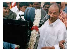 Dr. Raj switching on the camera for Rowdy Aliya
